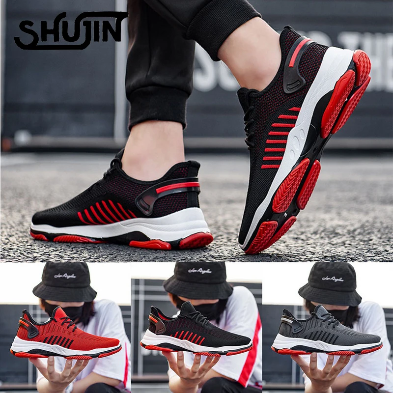 

SHUJIN Breathable Men Sports Shoes Male Vulcanize Mesh Slip-ons Sneakers Lightweight Walking Running Sneakers Durable Gym Shoes