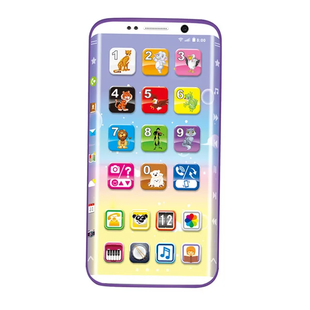 Kids Fake Smart Phone Toys WIth LED Educational English Music Simulation Learning USB Port Touching Screen for Child Baby Chrism 4