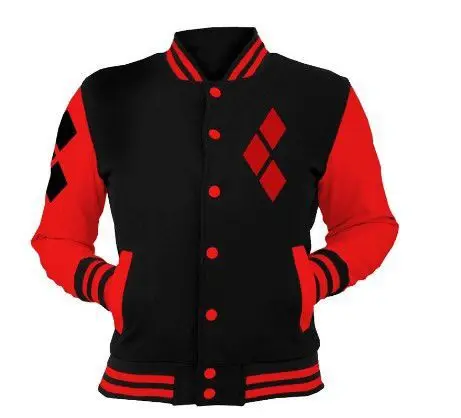 

Womens Mens Harleay Quinn Varsity Jacket Batman Suicide Squad College Letterman Coat Joker Baseball Top Unisex