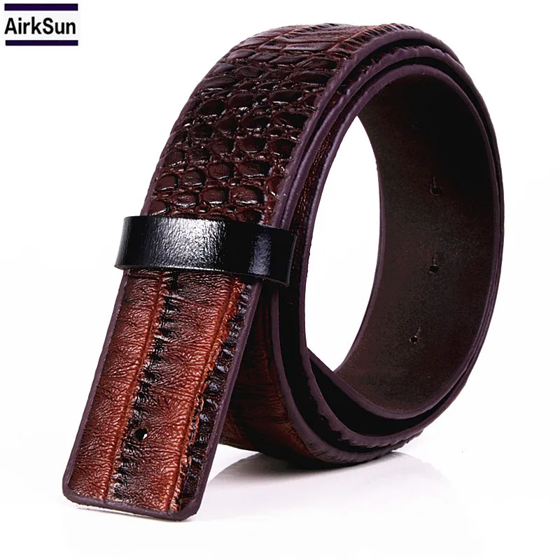 Fashion Men's Crocodile Striped Leather & PU Belt Without Buckle