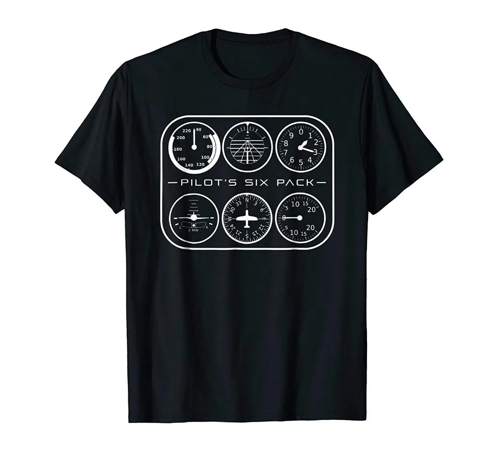 

Summer 2019 Short Sleeve Plus Size Pilot's Six Pack T-Shirt | Flight Instruments Aviation Shirt T Shirt
