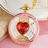Japan Anime Cardcaptor Sakura Golden Pocket Watch Necklace Star Gemstone Pink Pendant Chain Clock Women Magic Clock Girls Gift ► Photo 2/6
