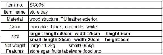 40 х 25 х 5 см прямоугольник Кожа сервировочный хранения декоративные фрукты лоток поднос Крокодил черный/белый SG005