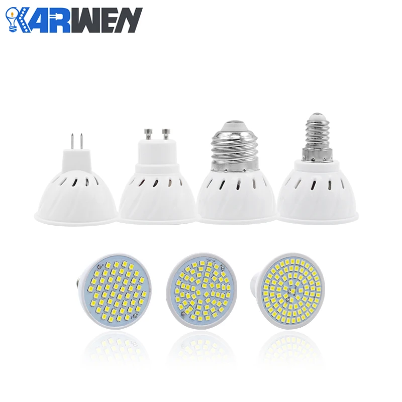 KARWEN Led Spotlight MR16 GU10 E14 E27 AC 220V led bulb lamp 48 60 80LEDs SMD 2835 5730 Cold Warm White