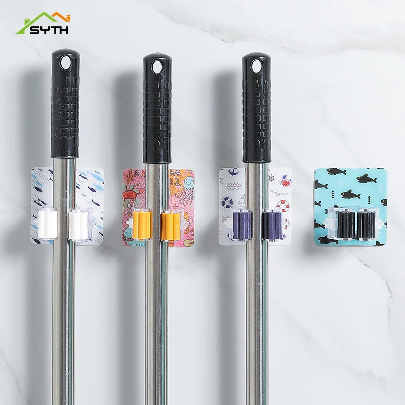 

SYTH Wall Mounted Storage Mop Holder Brush Broom Hanger Storage Rack Kitchen Organizer Mounted Accessory Hanging Kitchen Tool