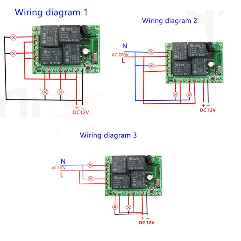 433MHz Universal Remote Control Relay 12V 4CH Relay Receiver Module RF 4 Button Remote Control Garage door light Switch 433MHz Universal Remote Control Relay 12V 4CH Relay Receiver Module RF 4 Button Remote Control Garage door light Switch