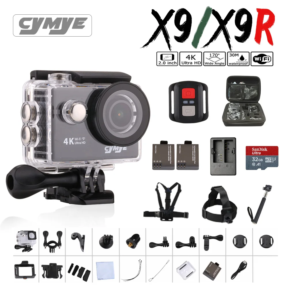 Cymye action camera X9 / X9R Ultra HD 4K WiFi 1080P 60fps 2.0 LCD 170D camera Cymye action camera X9 / X9R Ultra HD 4K WiFi 1080P 60fps 2.0 LCD 170D camera