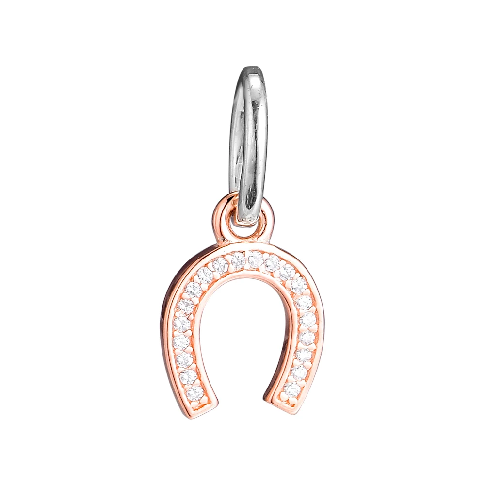

Fits for Pandora Charms Bracelets Horseshoe Beads with Clear Cubic Zirconia 100% 925 Sterling Silver Jewelry Free Shipping