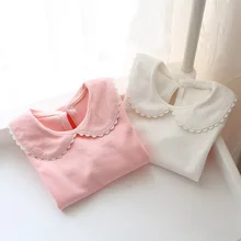 100% pure cotton girls toddler T – shirt sweater 2016 spring autumn solid color long – sleeved tops baby children shirt clothing