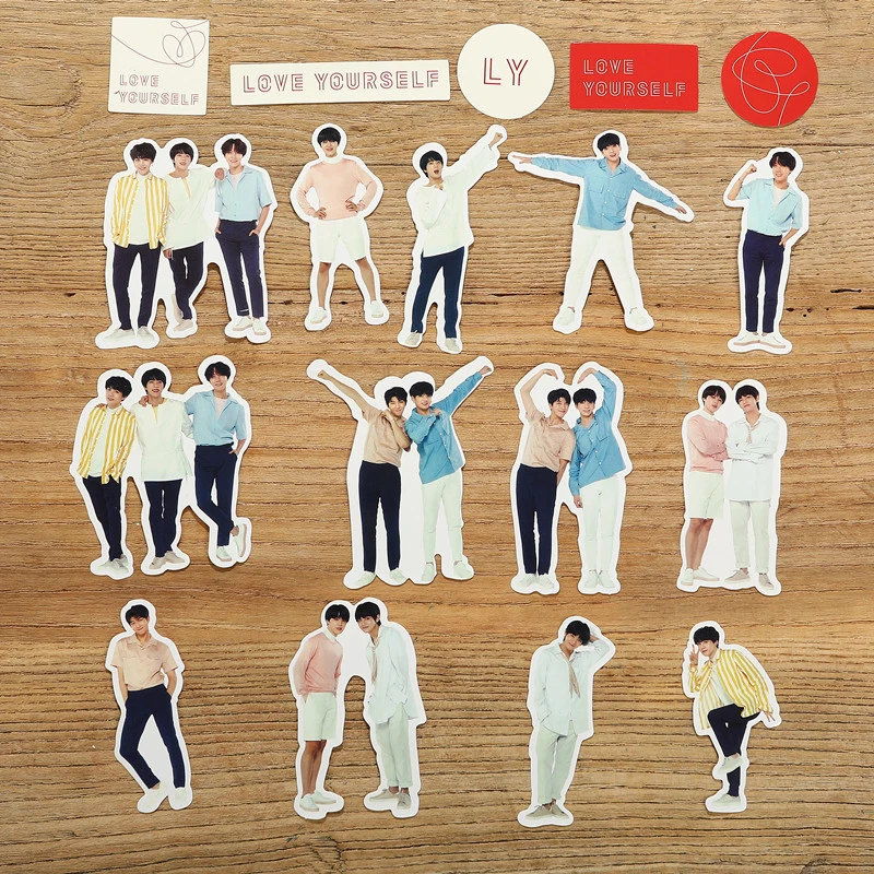 

Hot 18pcs/set Kpop DIY Decal Stickers Superstar JungKook V JIN RM SUGA Jeon Jung Kook Facial Expression Decal Stickers Scrapbook