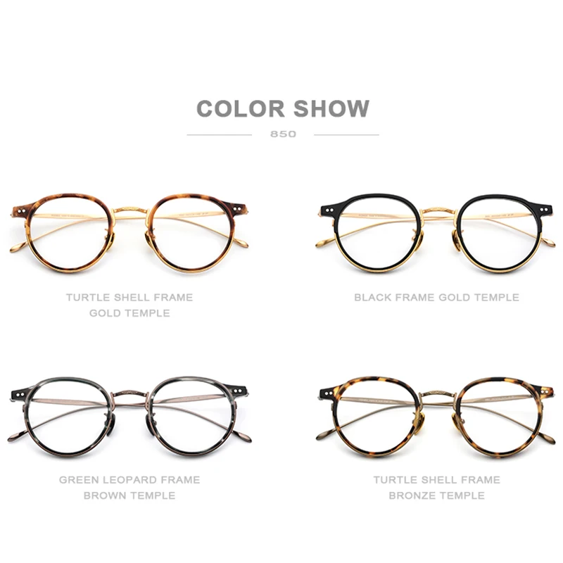 Männer Frauen Optische Myopie Acetat Rahmen Vintage Titan Runde Retro Brillen B 06qwfIc