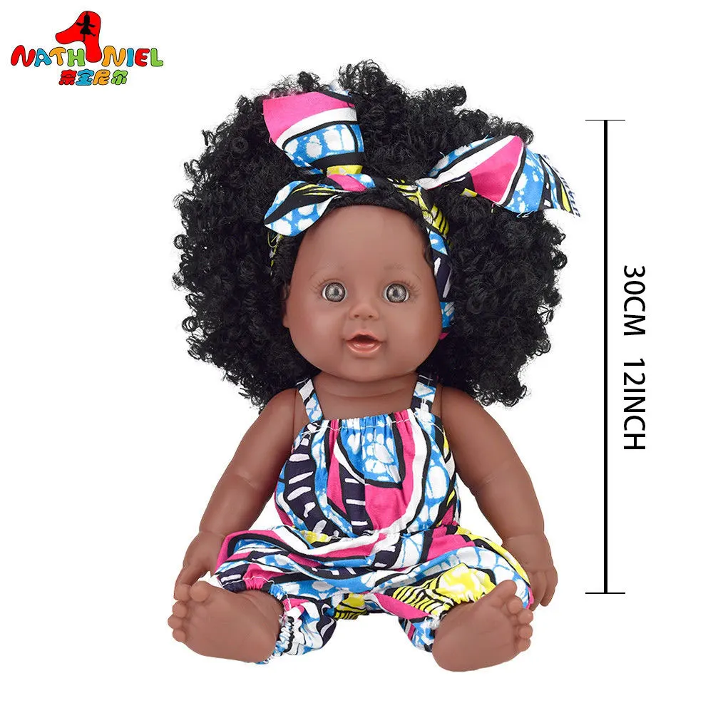 Ванна! 30 см поп волосы Бразилия 30 см 12 дюймов черные детские куклы силиконовые виниловые reborn pop boneca детская мягкая игрушка ребенок Nathniel принцесса