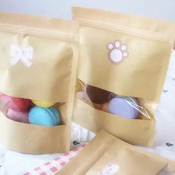 

Food Packaging Gift Bags Craft Paper Bags with Window for Cookie Candy Clear Gift Paper Bags Standup Kraft Paper Bag Packaging