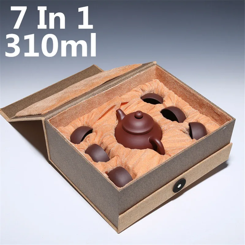 

7 In 1 Set Tea Pot Kettle 310ml Zisha Yixing Teapots Chinese Famous Handmade Tea Set Kung Fu Tea Pots Authentic Tea Ceremony