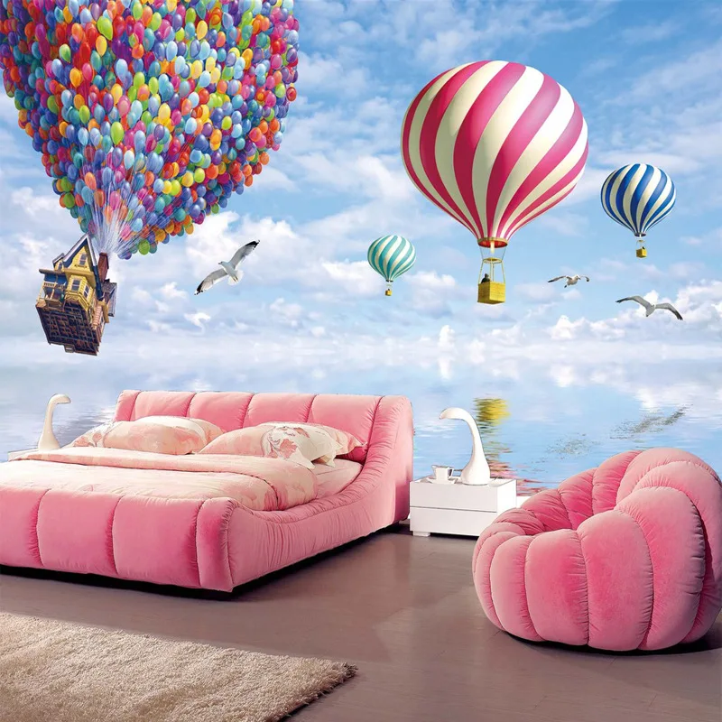 

Colorful hot air balloon pattern Nonwovens Wallpapers Living Room Bedroom Kids Room TV Sofa Background Decorative Wallpapers