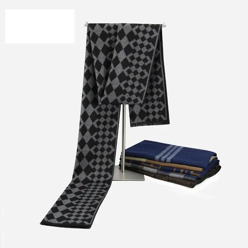 Men font b Tartan b font Scarf Winter Luxury Brand Cashmere Scarf Acne Studios Chic Pattern