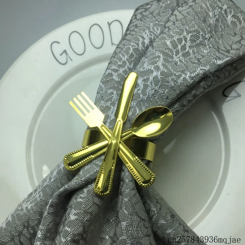 30pcs Knife &amp Forks Napkin Rings Holder Silver Gold Dinnerware for Wedding Party Decoration | Дом и сад