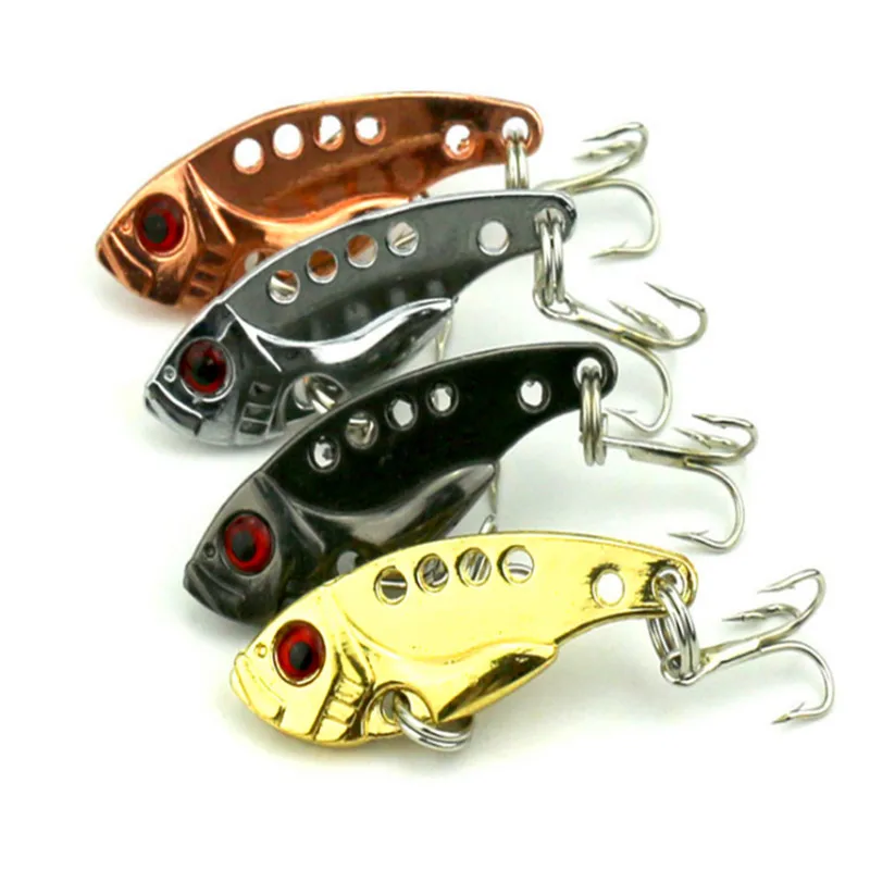 1Pcs 3.5cm 3.5g Metal Spoon Wobbler Fishing Lure Bass Treble With 3 Hooks VIB Lead Fish Artificial bait Fishing Crank Bait lure