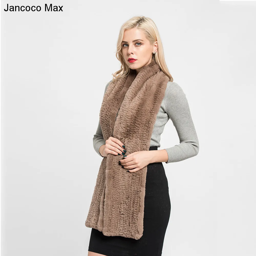 Jancoco Max толстый вязаный настоящий мех кролика женский зимний шарф теплый вязаный удлиненный глушитель модные шали для женщин S7131