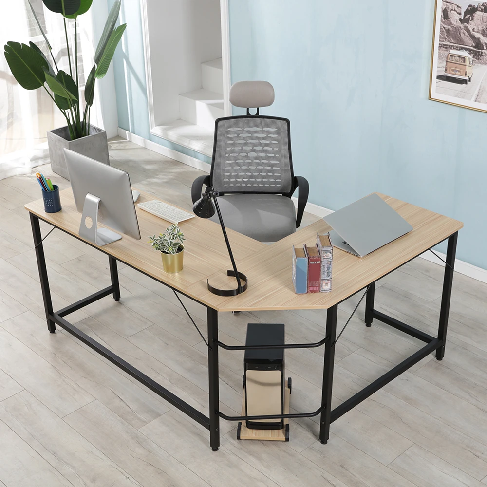 L Shaped Corner Computer Desk Industrial Style Writing Pc Laptop