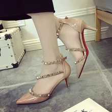Hot Spring Autumn Shoes Point Toe Patent Leather Shoes Sexy Mid Heel Girl Fashion Heel Pumps Thin Heel Footwear For Woman ML2993