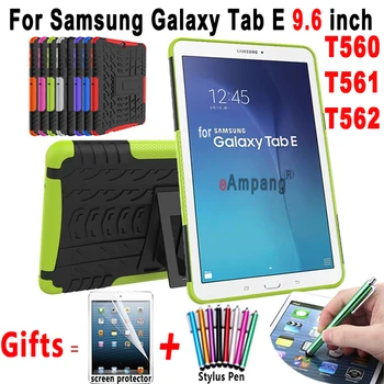 

Anti-Knock Cover For Samsung Galaxy Tab E 9.6 T562 T560 T561 Case Armor Kickstand Silicon Cover Stand Holder + Screen Protector