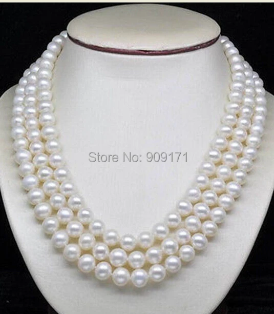 

Free Shipping>>Natural 3-Strand 7-8MM AAA White Pearl Necklaces (16"17"18" )