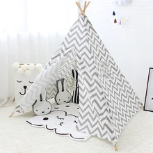Canvas Tent for Baby Tipi Stripe Wigwam Kids Teepee House for Children Toys for Travel Foldable Child Play Room Decor 4 Poles Canvas Tent for Baby Tipi Stripe Wigwam Kids Teepee House for Children Toys for Travel Foldable Child Play Room Decor 4 Poles