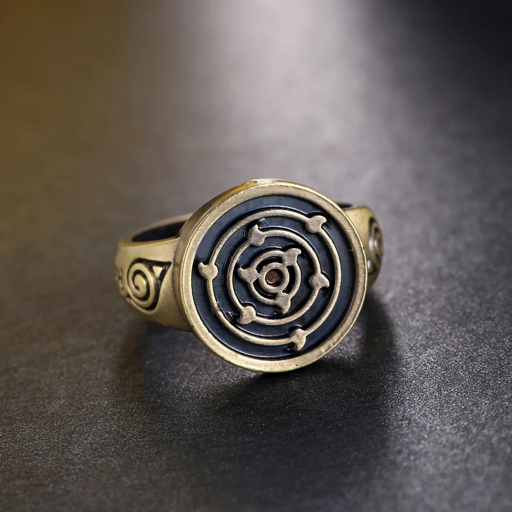 Bronze Rings Naruto Rings jewelry Naruto Sasuke Konoha Kaleidoscope Written Round Eye Rings Vintage Men And Boy Rings