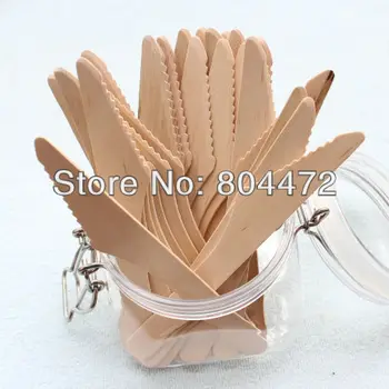 

100 pcs Eco-Friendly Disposable Wooden Knife Heavy Weight 100 / Pack 6 1/2" Flatware cutlery birch wood dessert