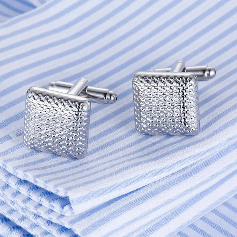 

Hot Sale AAA Quality Laser Cufflinks 18model Men French Excellent Cuff links Wholesale grid Cufflings silver cuffs