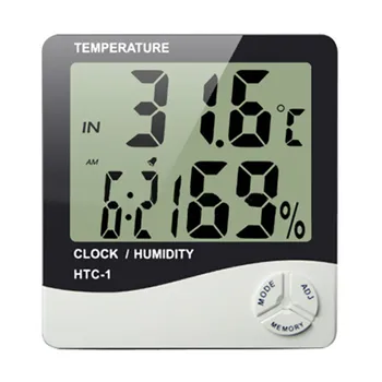 

Free shipping Digital Thermometer Hygrometer Temperature Humidity Meter Clock LCD Weather Station Indoor HTC-1