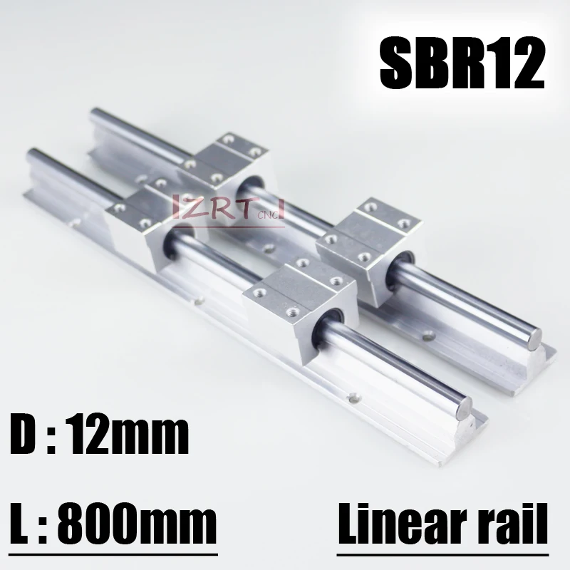 

ZRT 12mm linear rail SBR12 800mm supporter rails 2 pcs + 4 pcs SBR12UU blocks for CNC for 12mm linear shaft support rails