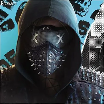 

2019 Hot Game Watch Dogs 2 WD2 Mask Marcus Holloway Mask Wrench Cosplay Rivet Face Mask Half Face PVC Party Cosplay Props Toys