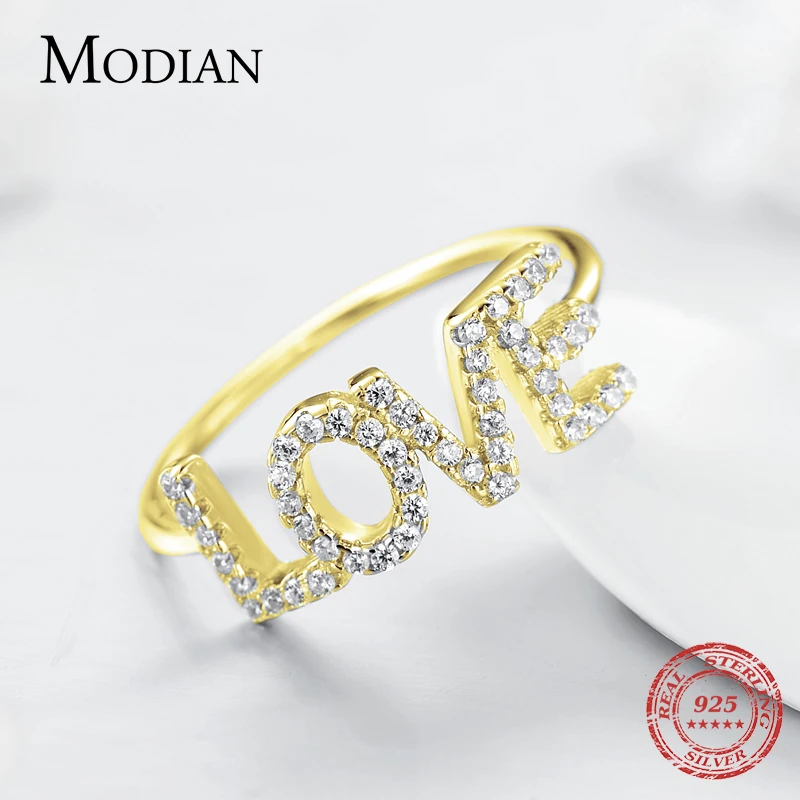 Modian, Новое поступление, классическое модное кольцо с чешскими буквами и надписью «Love», стильное ювелирное изделие для женщин, серебряные кольца на палец 925 пробы