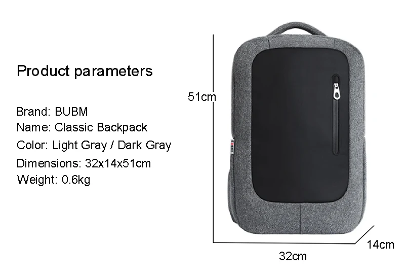 BUBM деловой рюкзак для ноутбука, школьная сумка для ноутбука для женщин и мужчин подходит для 15,6 дюймов ноутбука и ноутбука