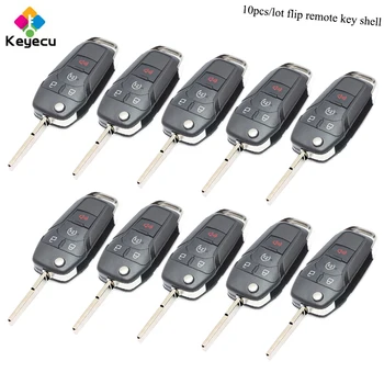 

KEYECU 10PCS/Lot Flip Remote Key Shell- 3+1 Btns A/ B Model Optional - Fob for Ford Fusion Edge Explorer 2013 FCC ID: N5F-A08TAA