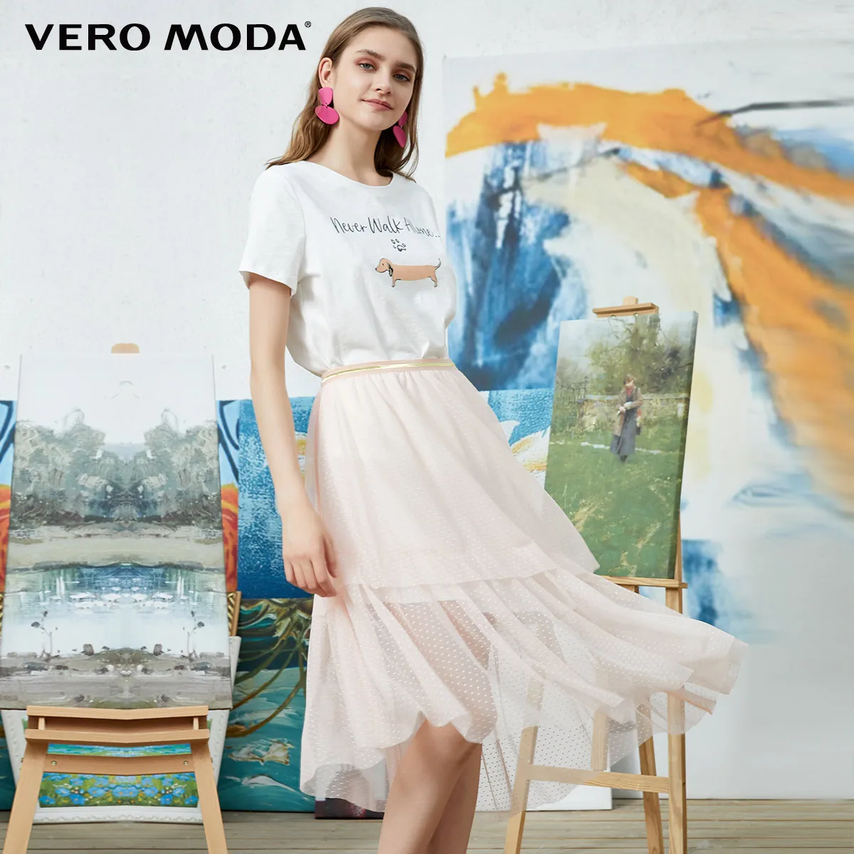 Vero Moda Новая женская Инс стиль нерегулярные Gauzy юбка | 31921G508 - Цвет: Spanish villa