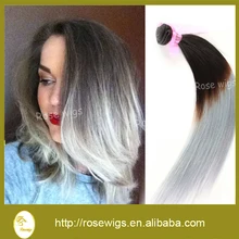 3 Pcs/Lot Brazilian Virgin Hair Best Quality 7A Ombre #1b/Silver Grey Ombre Hair Extensions #1b/Grey Ombre Human Hair Weaves
