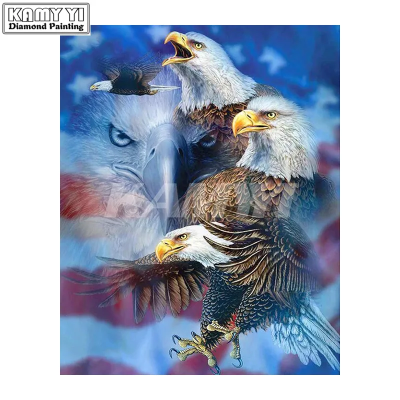 Full Square 5D DIY Diamond Painting Flying Eagles Picture 3d Diamond Embroidery Cross Stitch Mosaic Sticker_