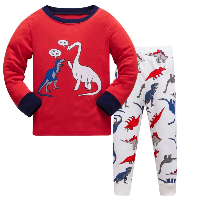 Kids Pajamas Sets Cotton Boys Sleepwear Suit Girls Pajamas Long Sleeve Tops+Pants 2pcs Children Clothing - Цвет: as photo