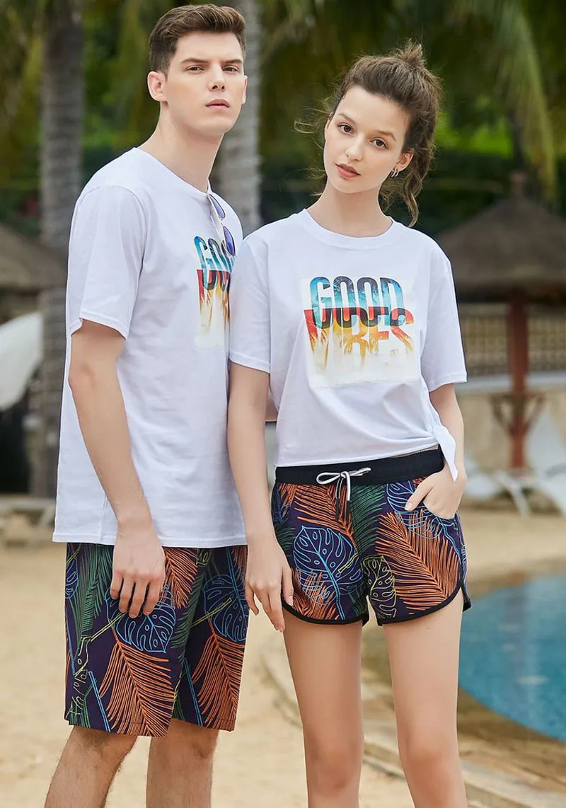 Летние пляжные шорты в гавайском стиле для влюбленных пар, быстросохнущие трусики для плавания и серфинга, летние пляжные шорты для женщин