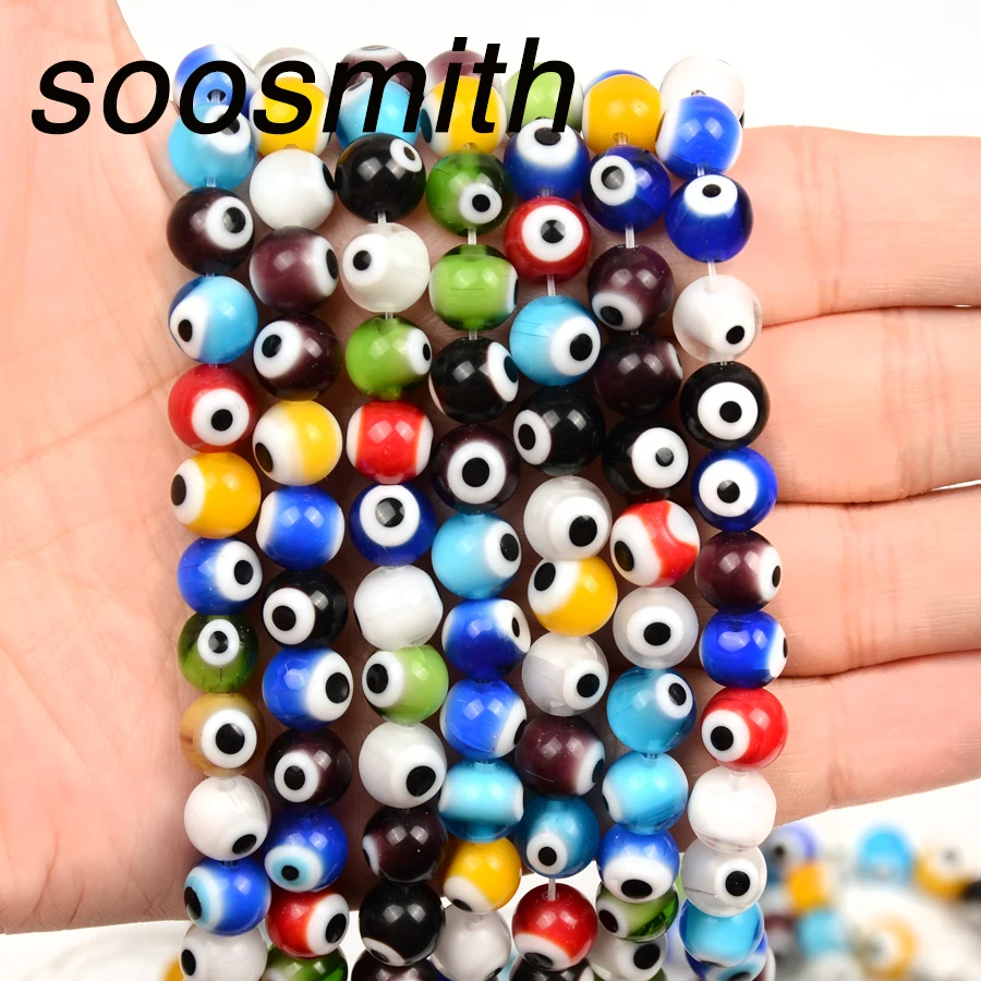 

Multicolor Natural Turkish Evil Eye Beads Round Lampwork Glass Beads for Jewelry Making Spacer Bead Handmade Fashion Accessories