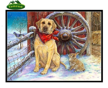 

Dog and Rabbit Pattern Diamond Embroidery DIY Needlework Diamond Painting Cross Stitch Animal Series 5D Rhinestones Painting