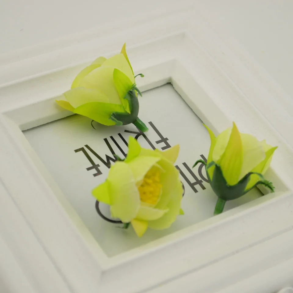 10 шт. маленькие Чайные розы шелковые искусственные цветы дешевые искусственные цветы для дома Свадебные украшения Подарочная коробка Скрапбукинг Сделай Сам рукоделие - Цвет: 3 green