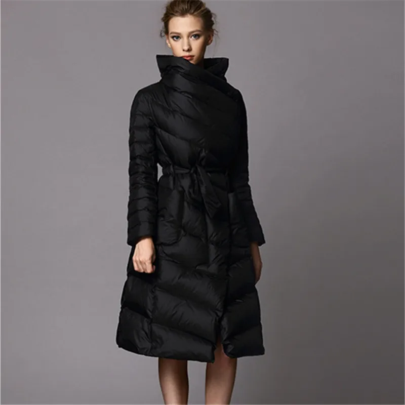 Женский пуховик 2019 длинный утолщенный роскошный Воротник из меха енота piumino donna