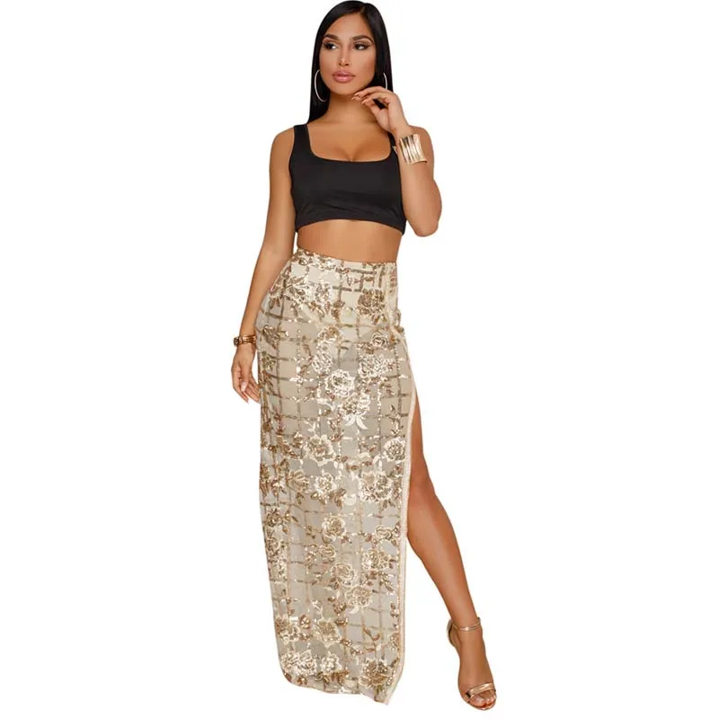 sequin long skirt and top
