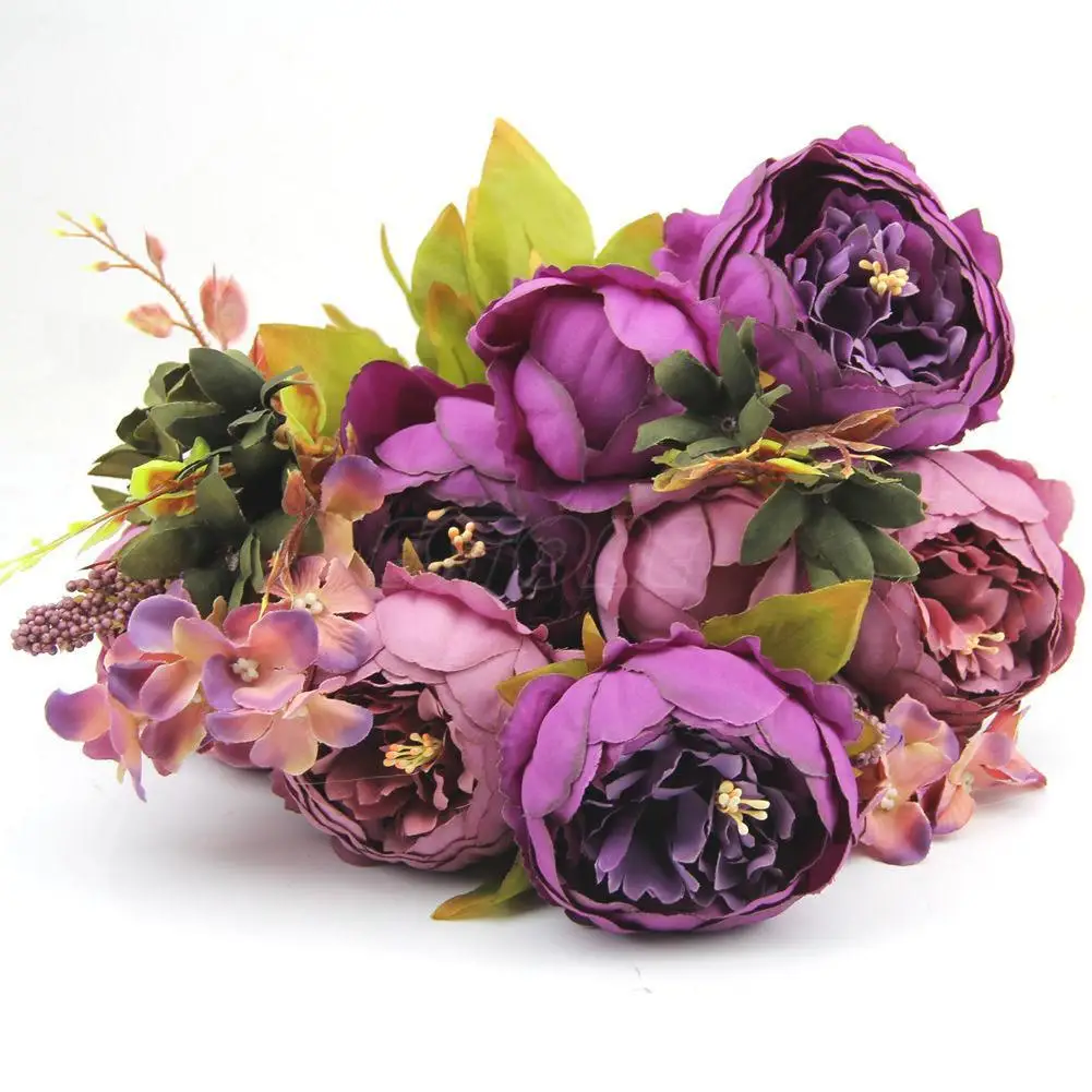 Party Decoration purple Peony Silk flowers European Bouquet Artificial