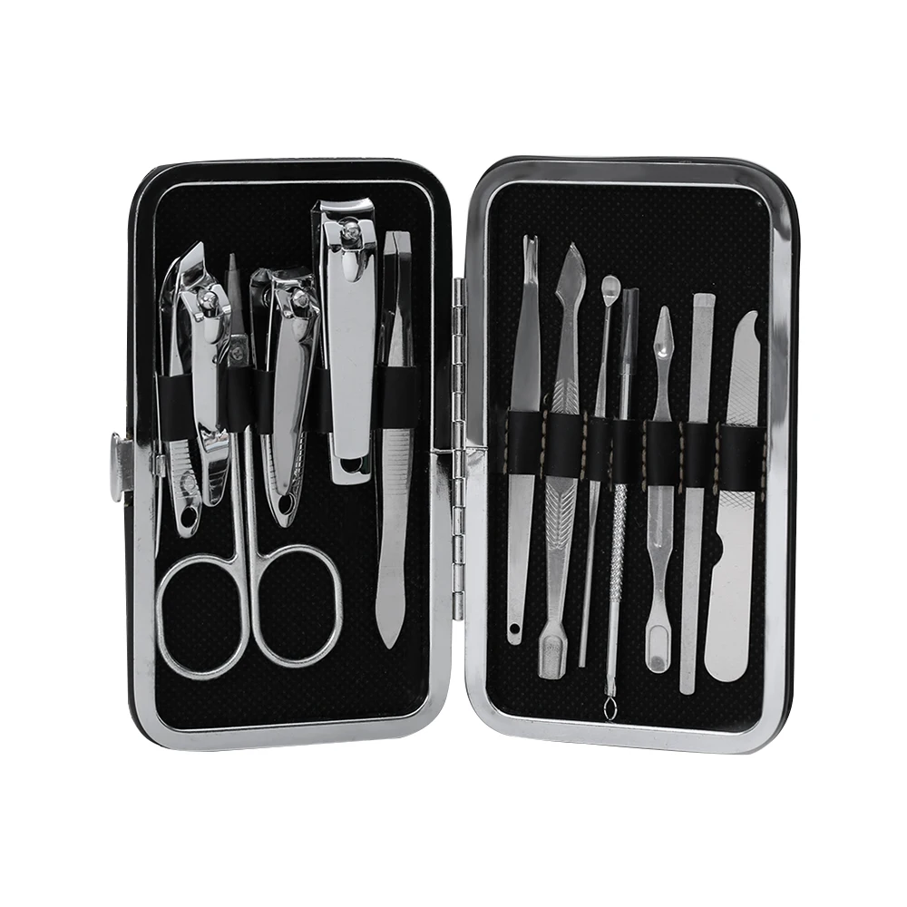 

Leopard Pattern Box + 12 in 1 Portable Stainless Steel Personal Manicure Set Mini Nail Cutter Nail Pedicure Set Nail Clippers