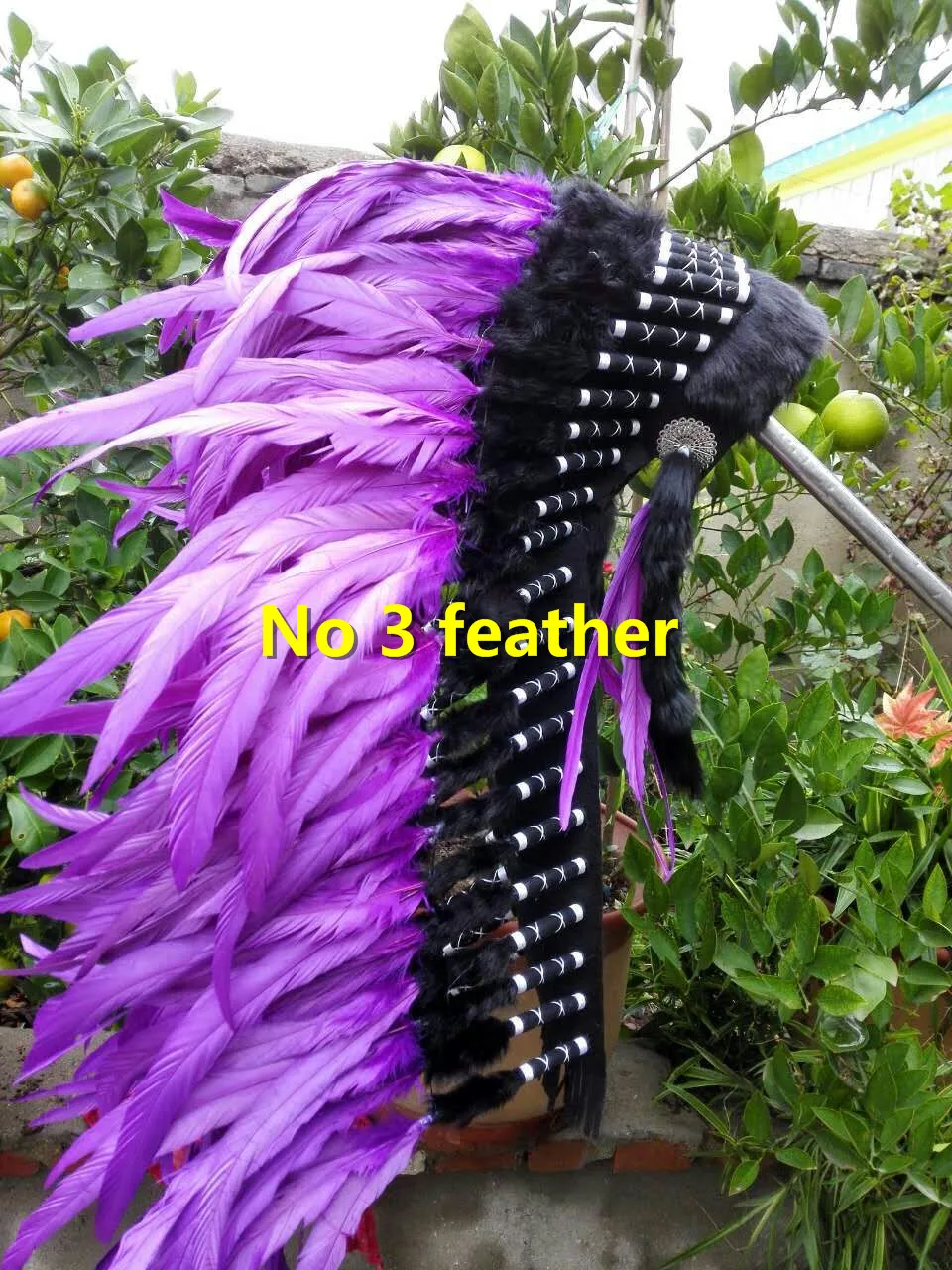 

28 inch purple Indian feather Headdress indian american halloween bonnet chief war bonnet for halloween costume decor
